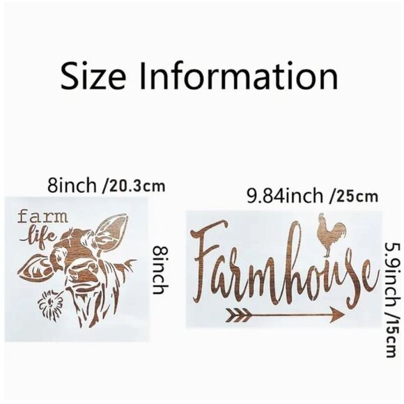 Farmhouse Stencils Farm Theme Reusable Stencils Painting Craft Wood Farm Animals - Picture 2 of 4